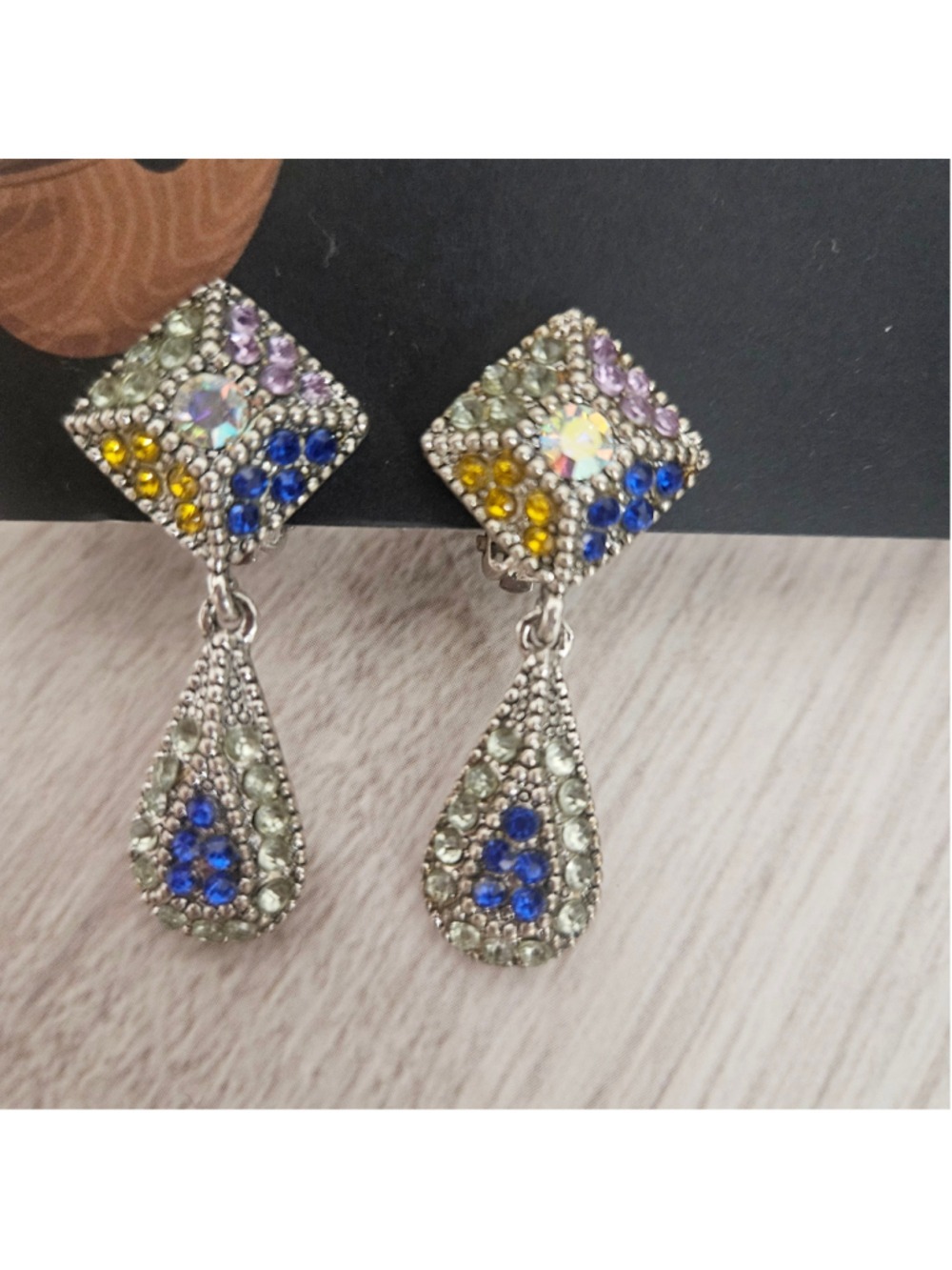 Multicolored Crystal Drop Earrings, One Size, Women's